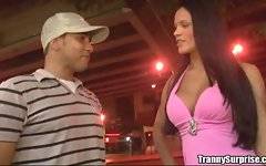 Street whore in short pink dress turns out to have cock