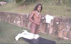 Black t girl and her sexual fantasies outdoors
